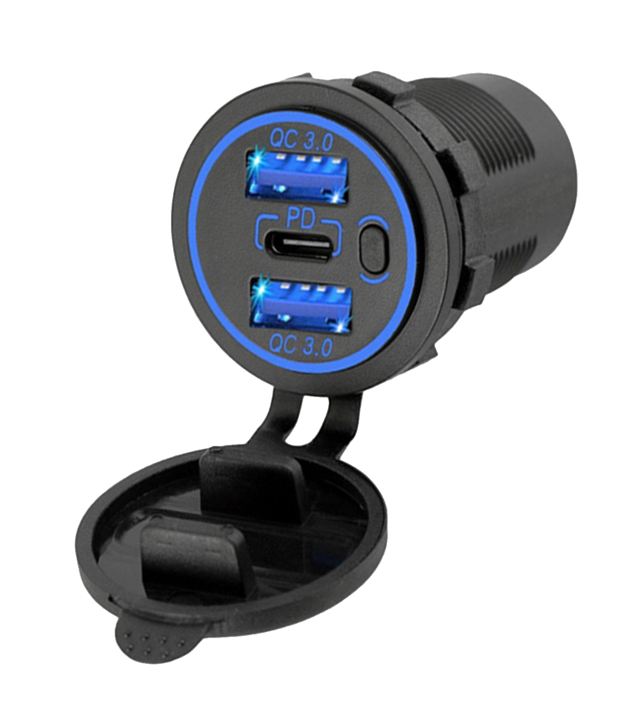 PANO TİP 2li USB3.0 + TYPE-C SOKET 12-24V MAVİ