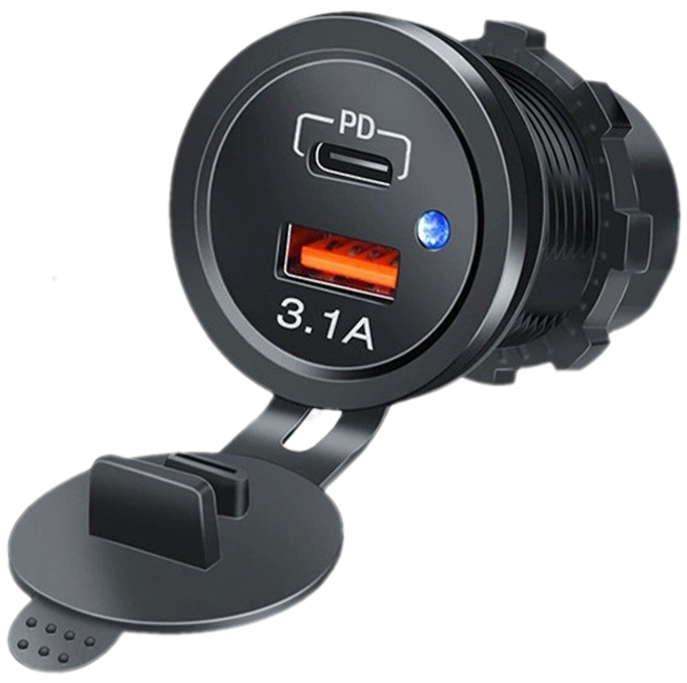 PANO TİP USB3.0 + TYPE-C SOKET 12-24V MAVİ