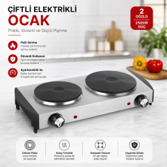 İki Gözlü Elektrikli Ocak Paslanmaz Çelik Gövde