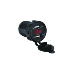 Pano Tipi Voltmetreli 2'li USB Giriş 5V 1A ve 5V 2,1A Çıkış