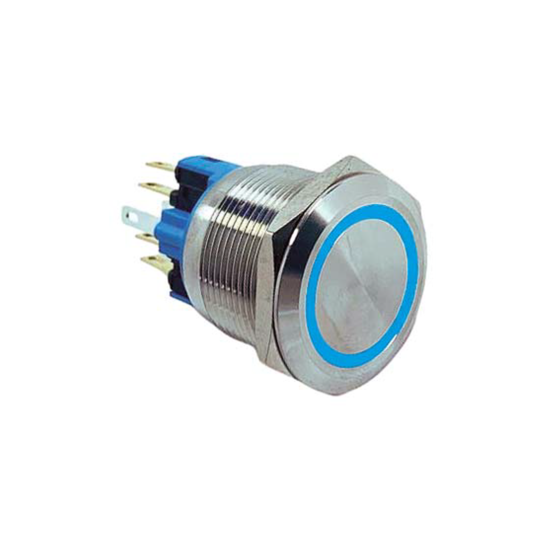 22MM METAL YAYLI HALKA LEDLİ 1NO/1NC 12-24V