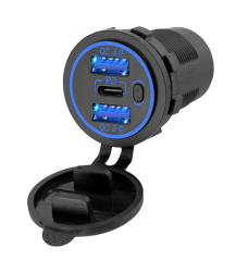 PANO TİP 2li USB3.0 + TYPE-C SOKET 12-24V MAVİ
