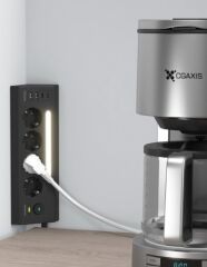 Ftr-22 Gece Lambalı Akım Korumalı Çoklu Priz - Siyah