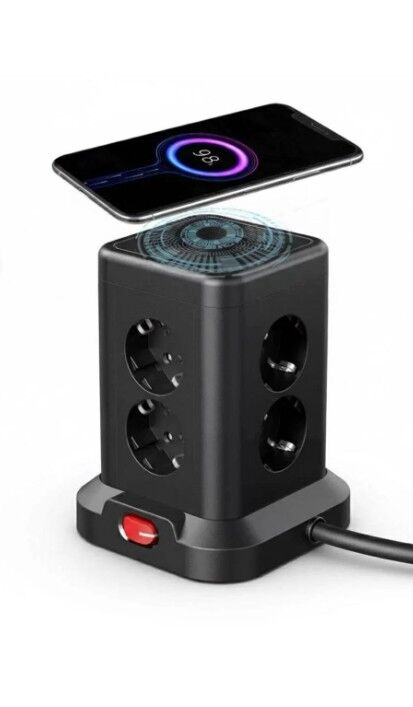 Akım Korumalı Priz Kablosuz Şarj İstasyonu