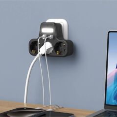 Çoklu Gece Lambalı Priz Yüksek Gerilim Korumalı 3'LÜ Priz