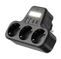 Çoklu Gece Lambalı Priz Yüksek Gerilim Korumalı 3'LÜ Priz