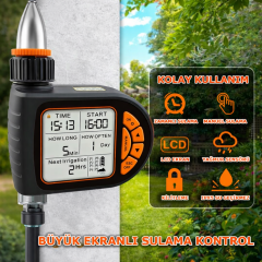 Dino TİMER VALF GENİŞ EKRAN TEK ÇIKIŞ YAĞMUR SENSÖRLÜ SULAMA SİSTEMİ