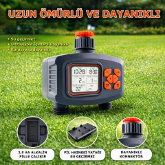 TİMER VALF GENİŞ EKRAN ÇİFT ÇIKIŞ YAĞMUR SENSÖRLÜ SULAMA SİSTEMİ