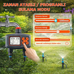 TİMER VALF GENİŞ EKRAN ÇİFT ÇIKIŞ YAĞMUR SENSÖRLÜ SULAMA SİSTEMİ