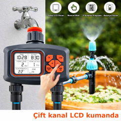 TİMER VALF GENİŞ EKRAN ÇİFT ÇIKIŞ YAĞMUR SENSÖRLÜ SULAMA SİSTEMİ