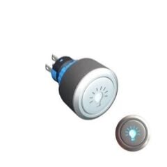 22mm Yaylı AMPUL Logolu 2NO/2NC 8P LED VOLTAJI 10V~24V ve 220V