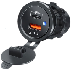 OE-266C-7 PANO TİP İKİLİ USB USB3.0 + TYPE-C SOKET 12-24V MAVİ